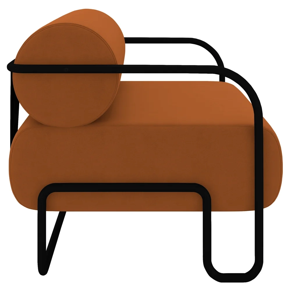 Poltrona Decorativa para Sala Industrial Kira Z08 Veludo Telha - Mpozenato