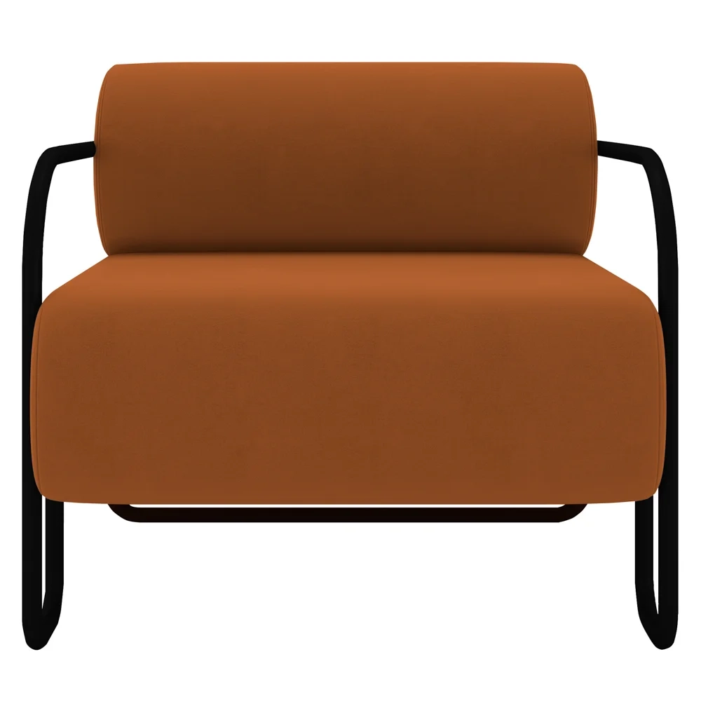 Poltrona Decorativa para Sala Industrial Kira Z08 Veludo Telha - Mpozenato