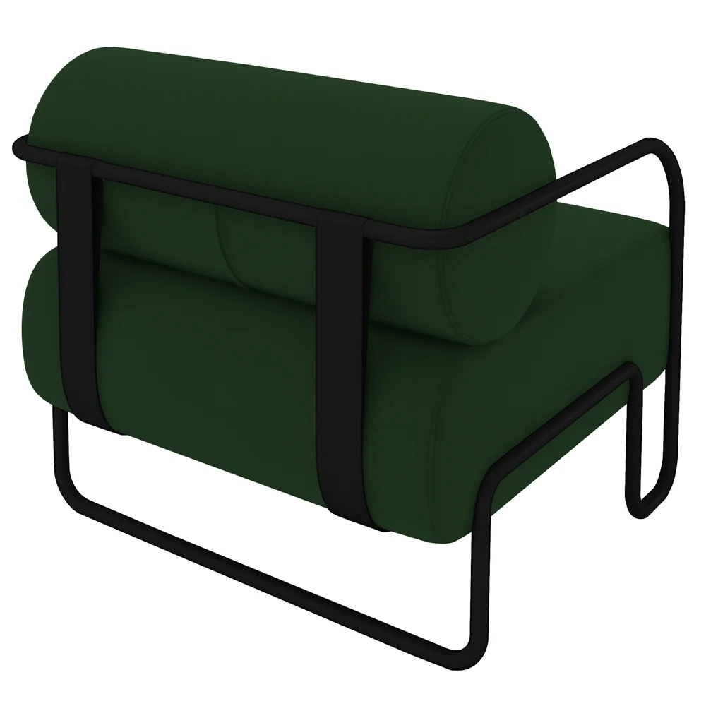 Poltrona Decorativa para Sala Industrial Kira Z08 Veludo Verde Musgo - Mpozenato