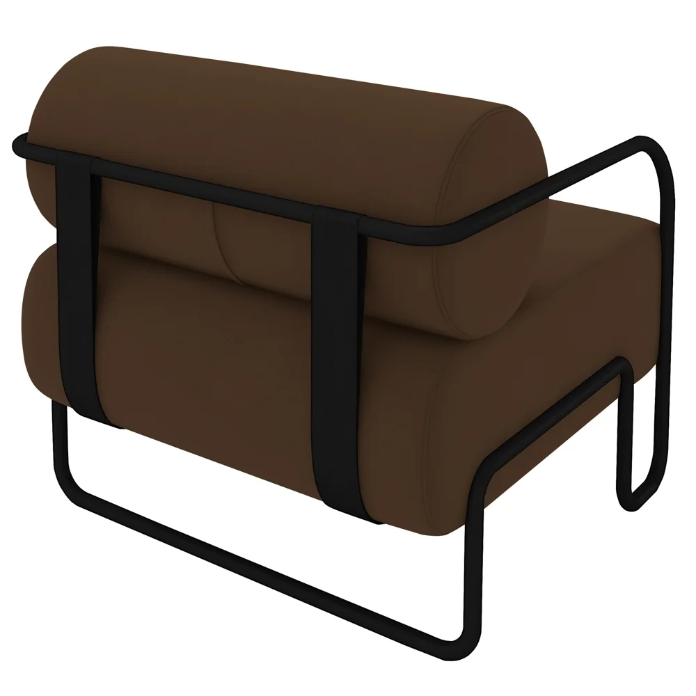 Poltrona Decorativa para Sala Industrial Kira Z08 Veludo Marrom - Mpozenato