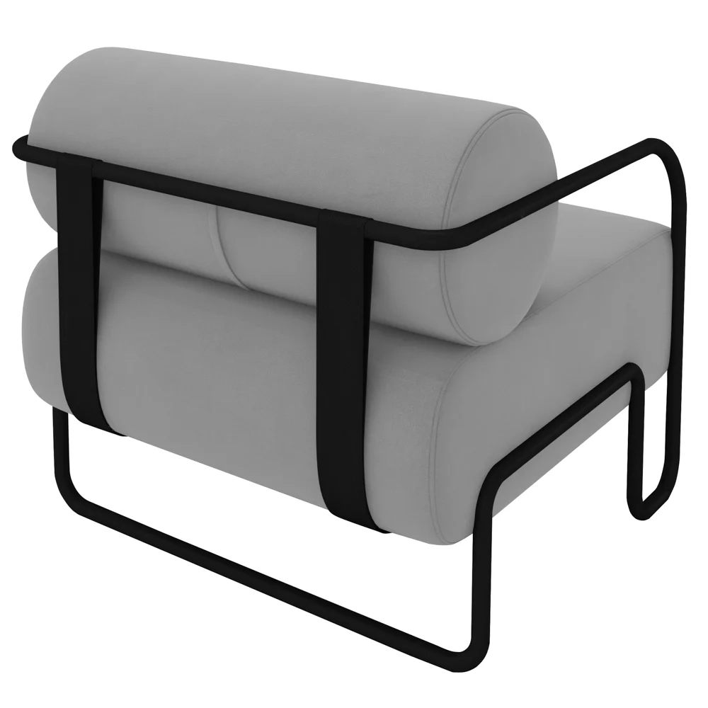 Poltrona Decorativa para Sala Industrial Kira Z08 Veludo Cinza - Mpozenato