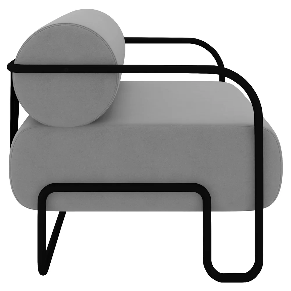 Poltrona Decorativa para Sala Industrial Kira Z08 Veludo Cinza - Mpozenato