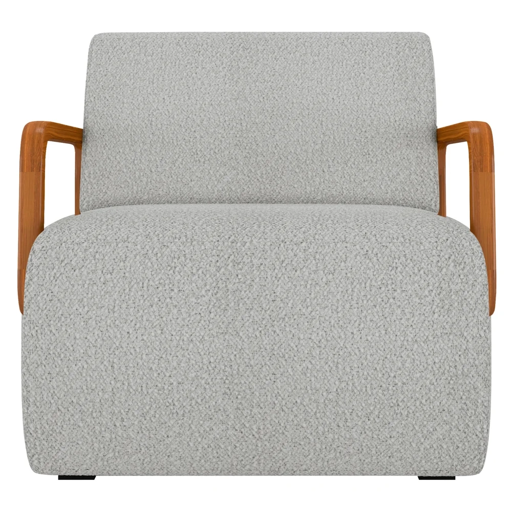 Poltrona Decorativa Orgânica para Sala Belarus Z08 Boucle Cinza Claro - Mpozenato