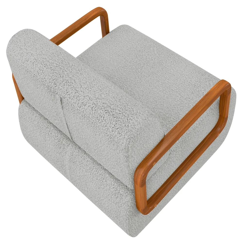 Poltrona Decorativa Orgânica para Sala Belarus Z08 Boucle Cinza Claro - Mpozenato