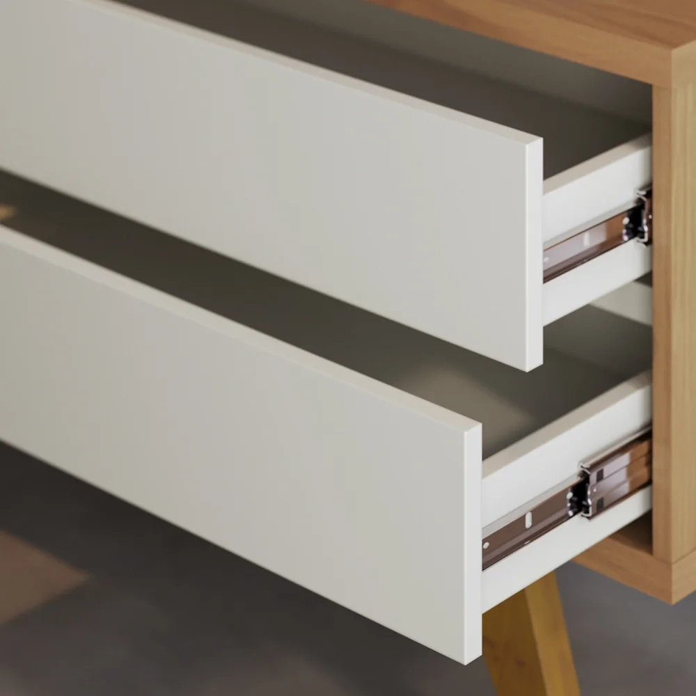 Painel para TV 75 Pol Chile e Rack Bancada Itália C05 Freijó/Off White Matte - Mpozenato