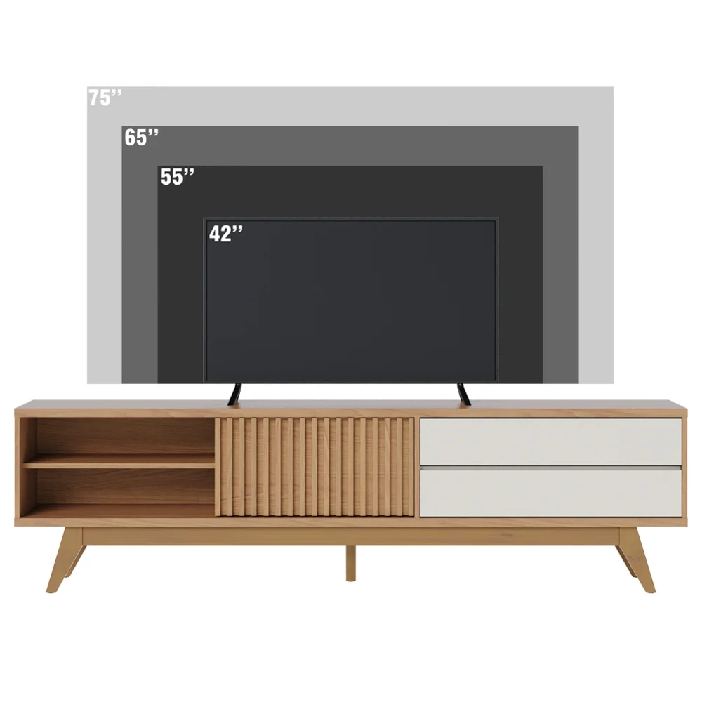 Painel para TV 75 Pol Chile e Rack Bancada Itália C05 Freijó/Off White Matte - Mpozenato