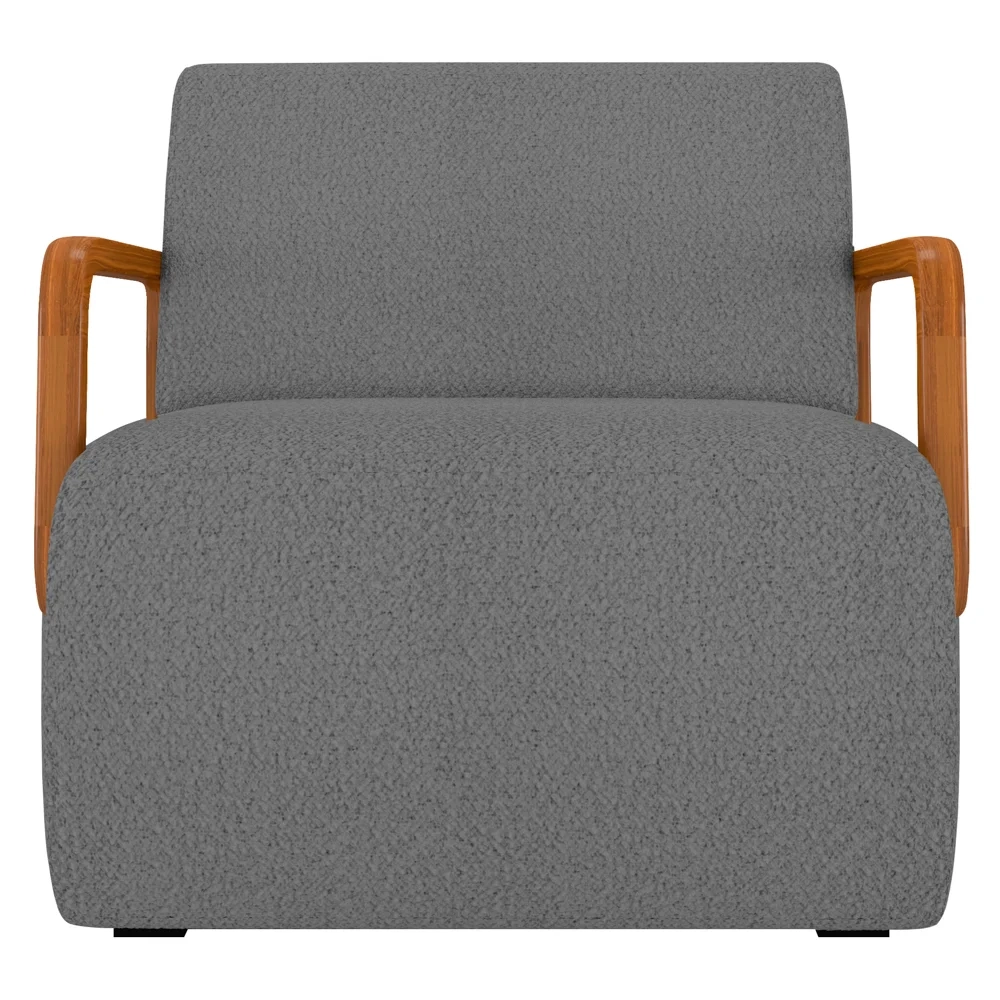 Poltrona Decorativa Orgânica para Sala Belarus Z08 Boucle Cinza - Mpozenato