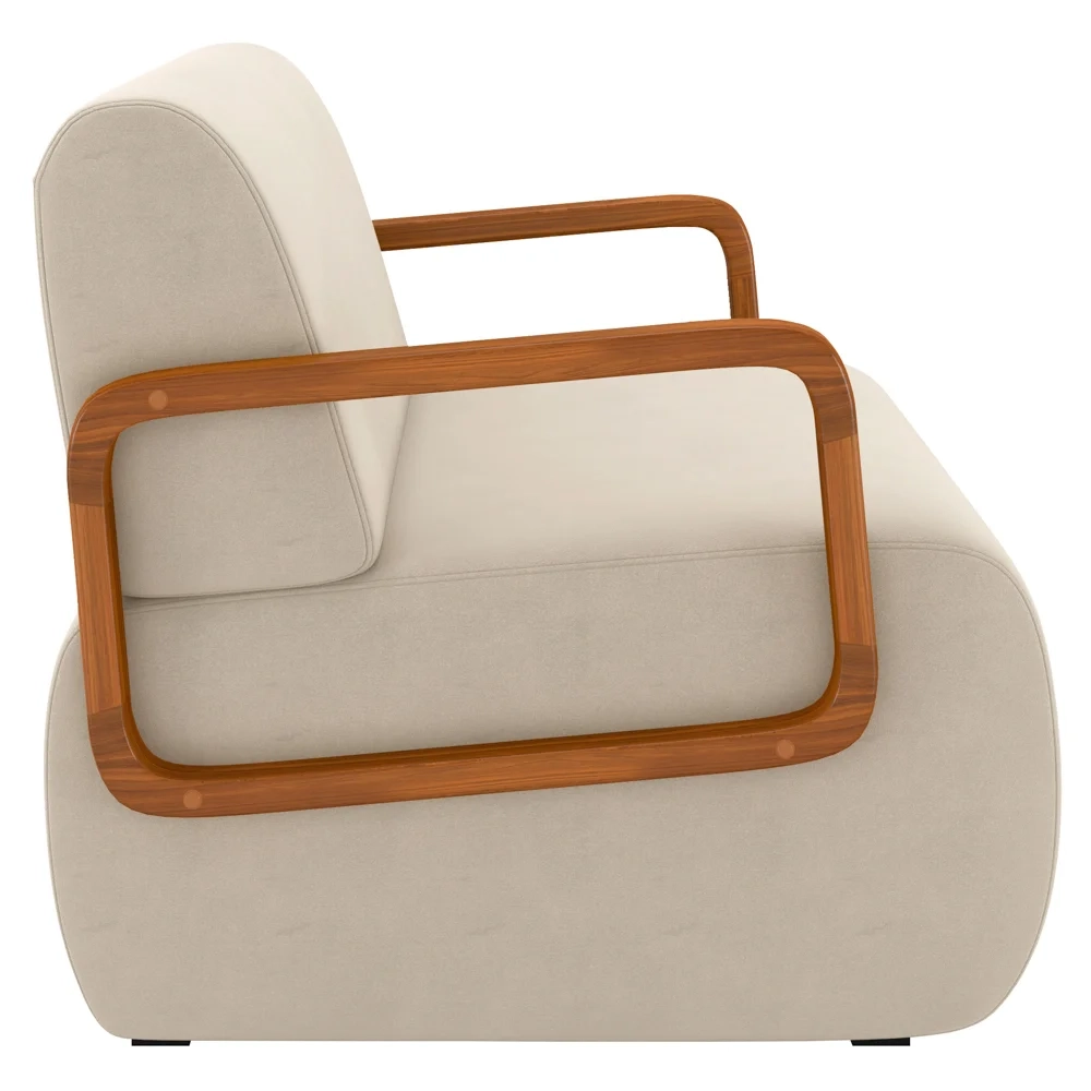 Poltrona Decorativa Orgânica para Sala Belarus Z08 Veludo Bege - Mpozenato