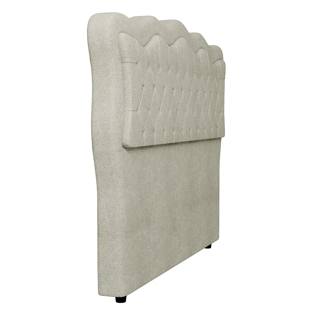 Cabeceira Casal Cama Box 140cm Oregon Z04 Boucle Bege - Mpozenato