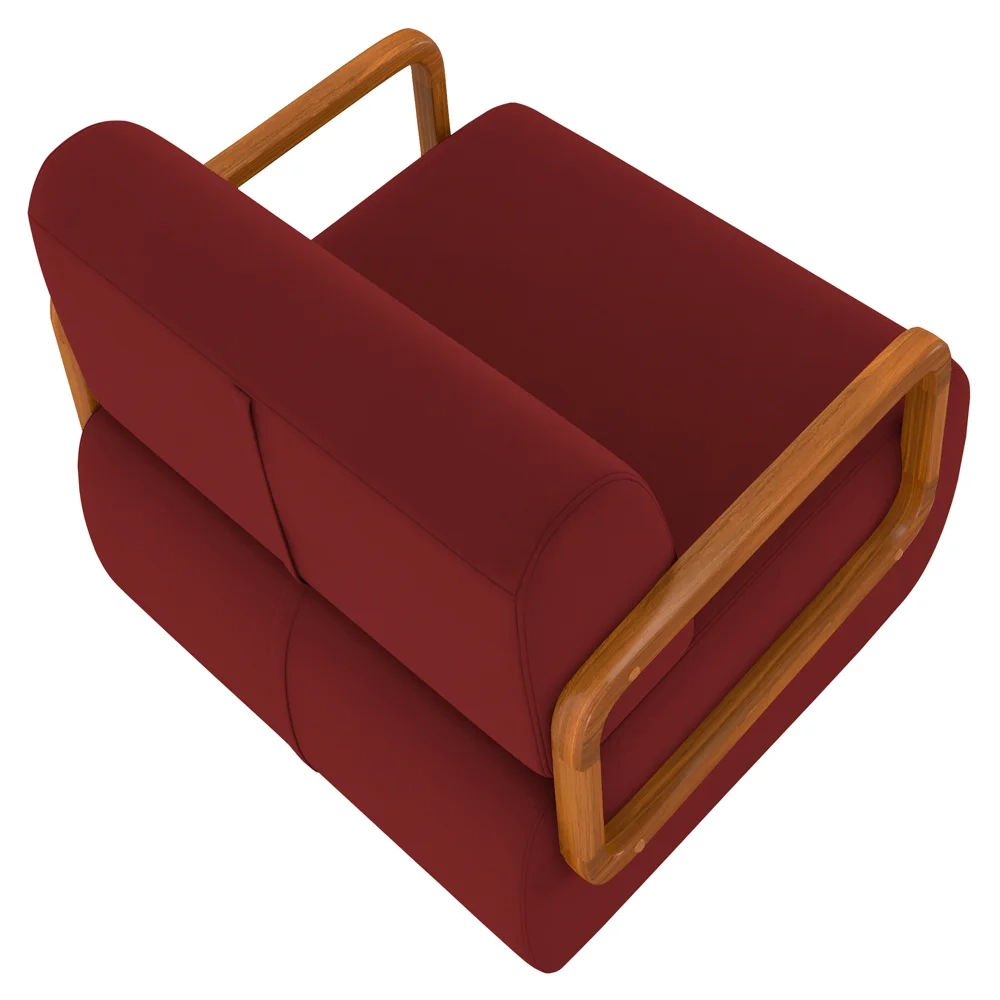 Poltrona Decorativa Orgânica para Sala Belarus Z08 Veludo Vermelho - Mpozenato
