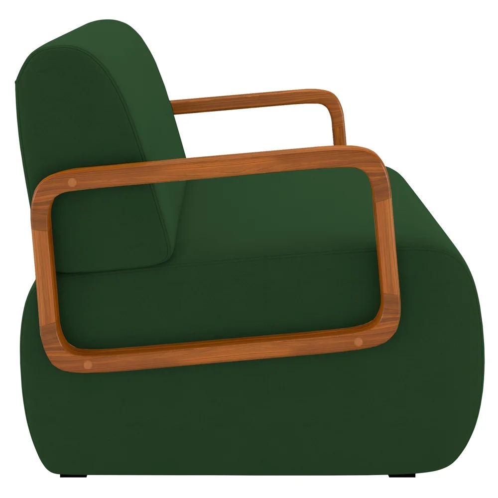 Poltrona Decorativa Orgânica para Sala Belarus Z08 Veludo Verde Musgo - Mpozenato