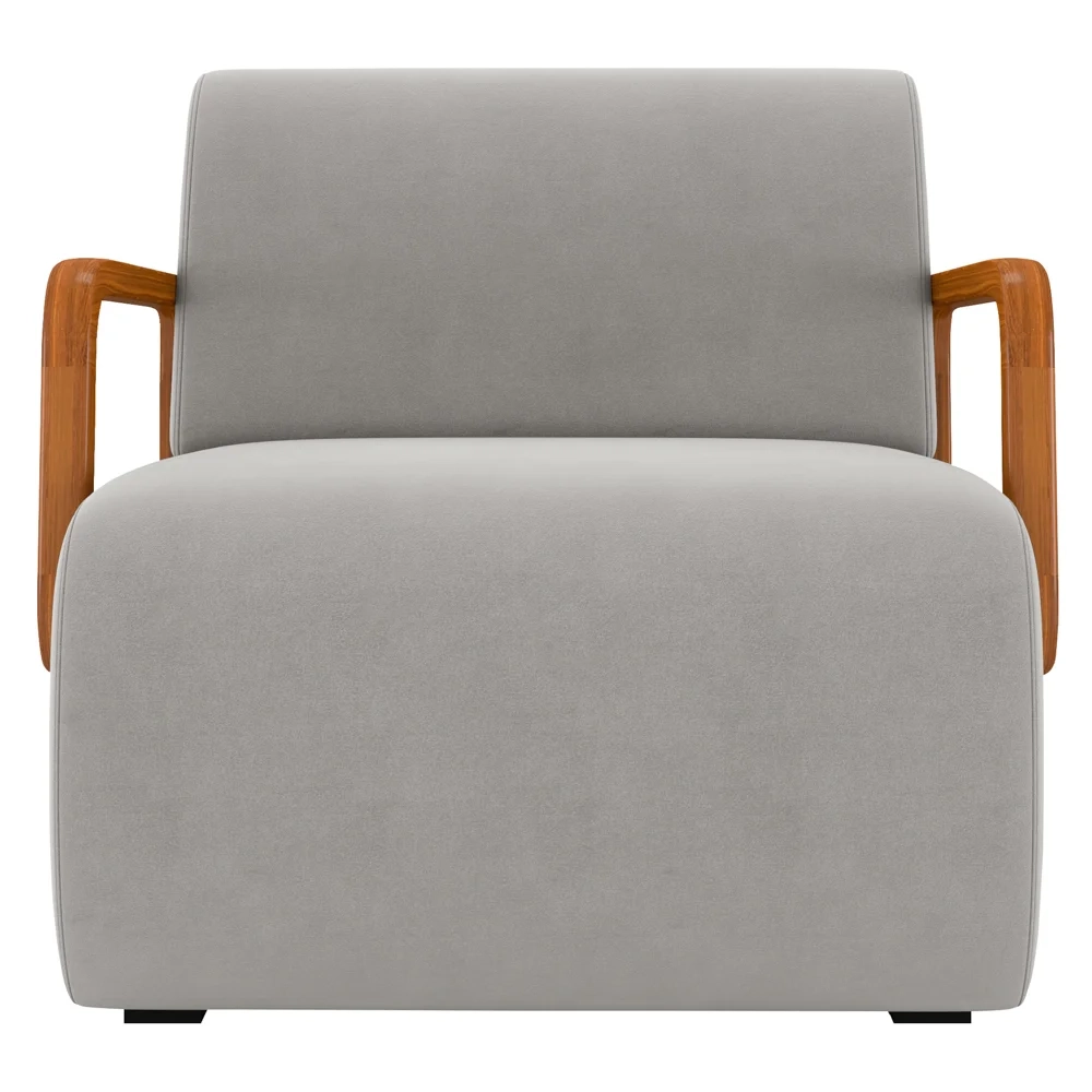 Poltrona Decorativa Orgânica para Sala Belarus Z08 Veludo Cinza - Mpozenato