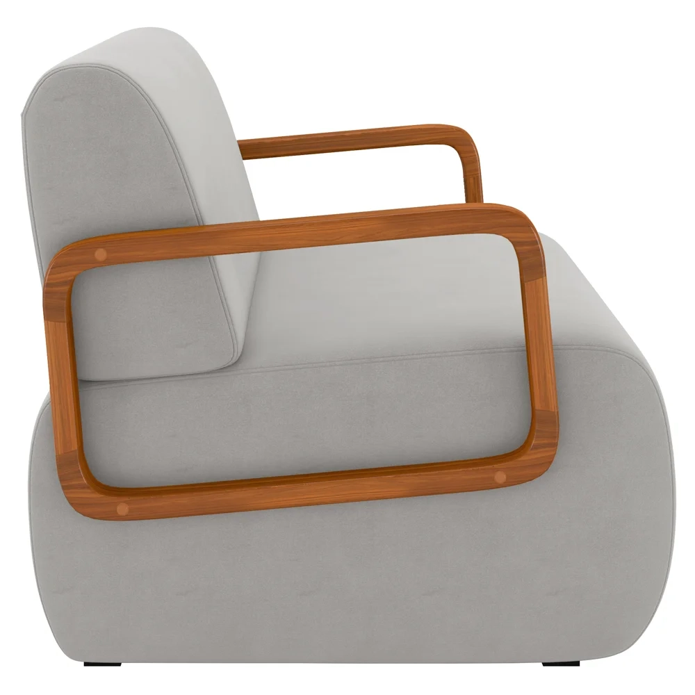 Poltrona Decorativa Orgânica para Sala Belarus Z08 Veludo Cinza - Mpozenato