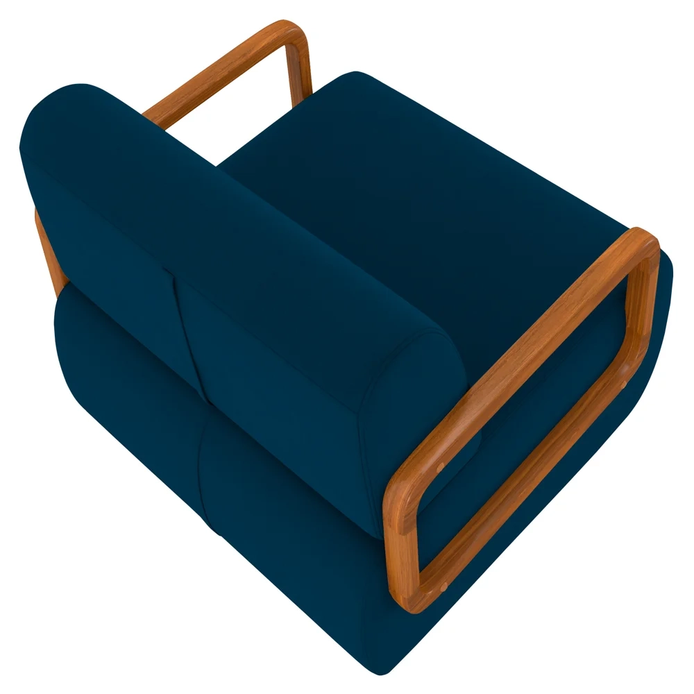 Poltrona Decorativa Orgânica para Sala Belarus Z08 Veludo Azul - Mpozenato
