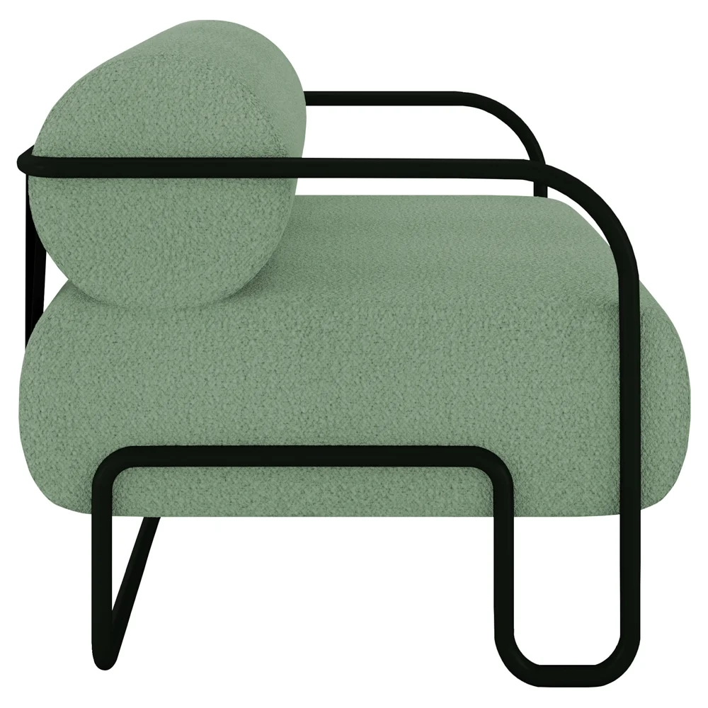 Poltrona Decorativa para Sala Industrial Kit 2 Kira Z08 Boucle Oliva - Mpozenato