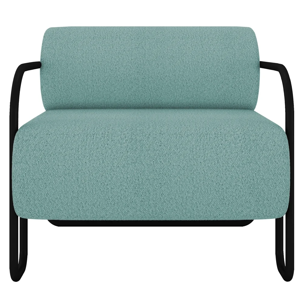 Poltrona Decorativa para Sala Industrial Kit 2 Kira Z08 Boucle Azul - Mpozenato