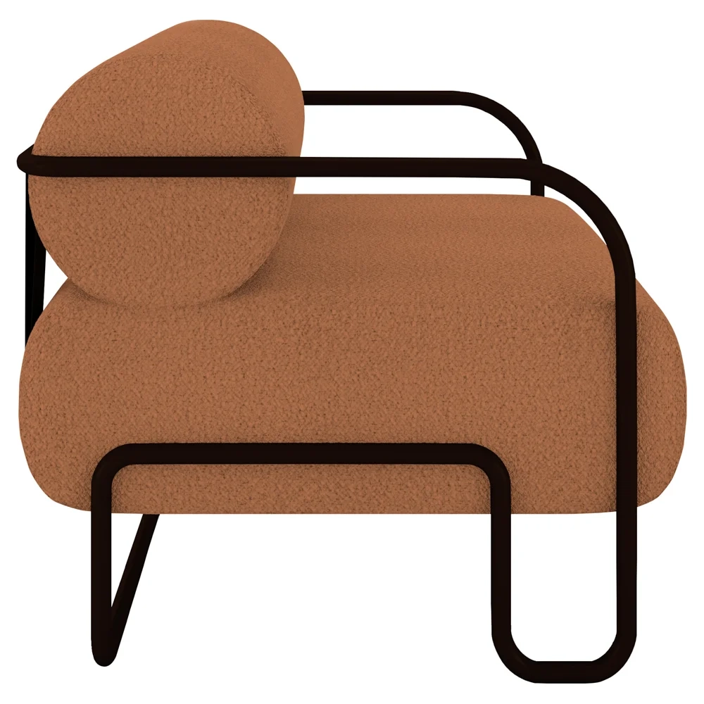 Poltrona Decorativa para Sala Industrial Kit 2 Kira Z08 Boucle Terracota - Mpozenato