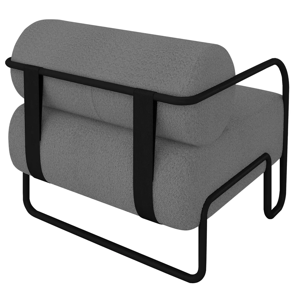 Poltrona Decorativa para Sala Industrial Kit 2 Kira Z08 Boucle Cinza - Mpozenato