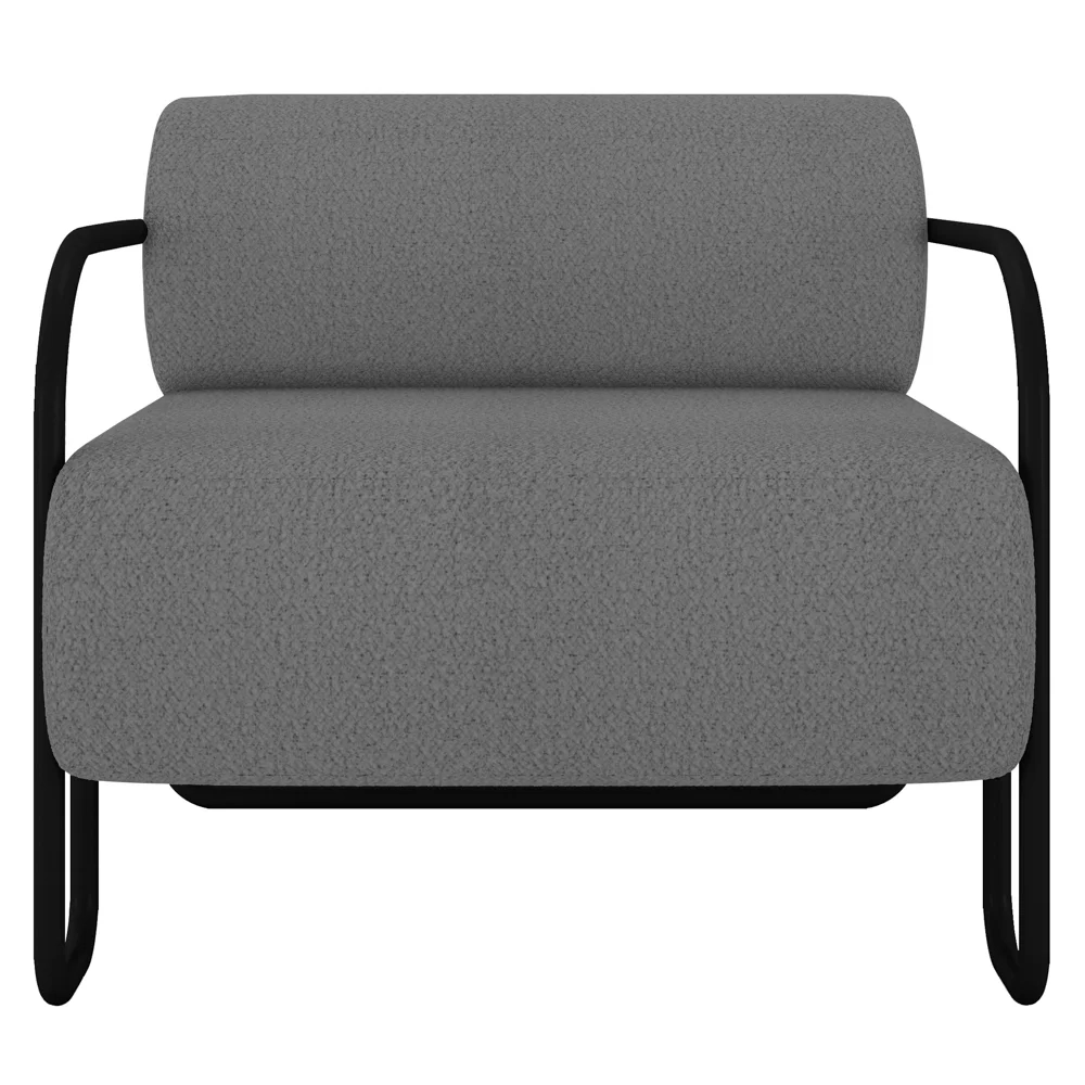 Poltrona Decorativa para Sala Industrial Kit 2 Kira Z08 Boucle Cinza - Mpozenato