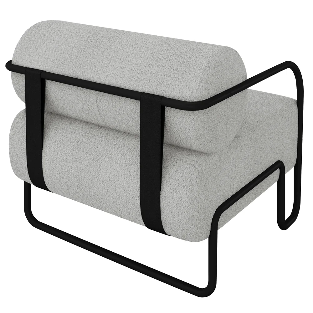 Poltrona Decorativa para Sala Industrial Kit 2 Kira Z08 Boucle Cinza Claro - Mpozenato