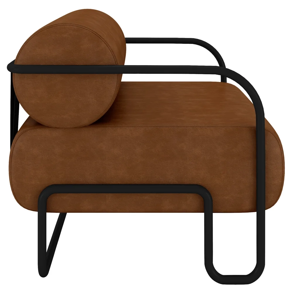 Poltrona Decorativa para Sala Industrial Kit 2 Kira Z08 Sintético Marrom - Mpozenato