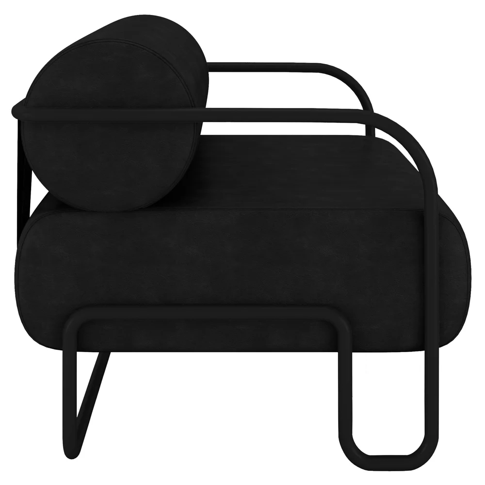 Poltrona Decorativa para Sala Industrial Kit 2 Kira Z08 Sintético Preto - Mpozenato