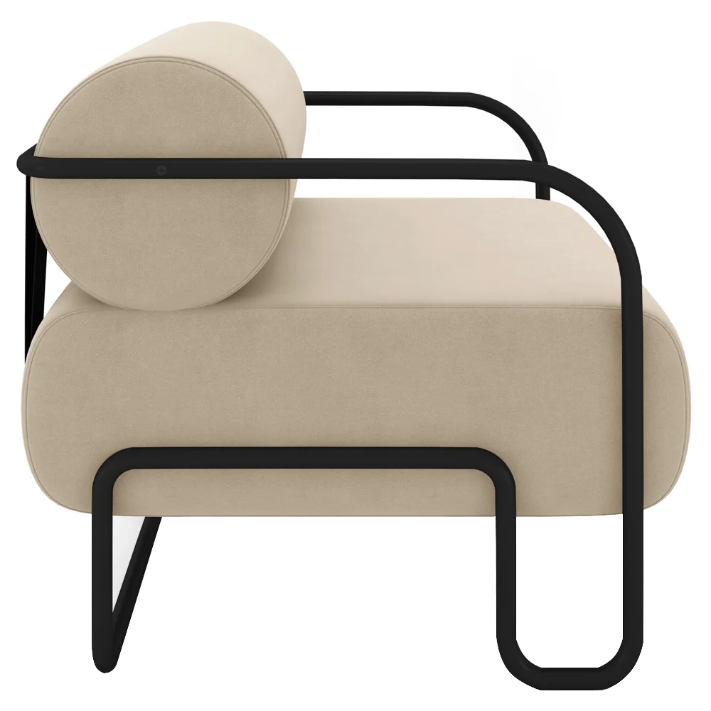 Poltrona Decorativa para Sala Industrial Kit 2 Kira Z08 Veludo Bege - Mpozenato