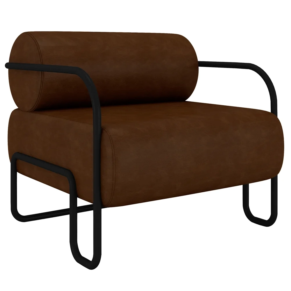 Poltrona Decorativa Industrial Kit 2 Kira Z08 Sintético Marrom Escuro - Mpozenato