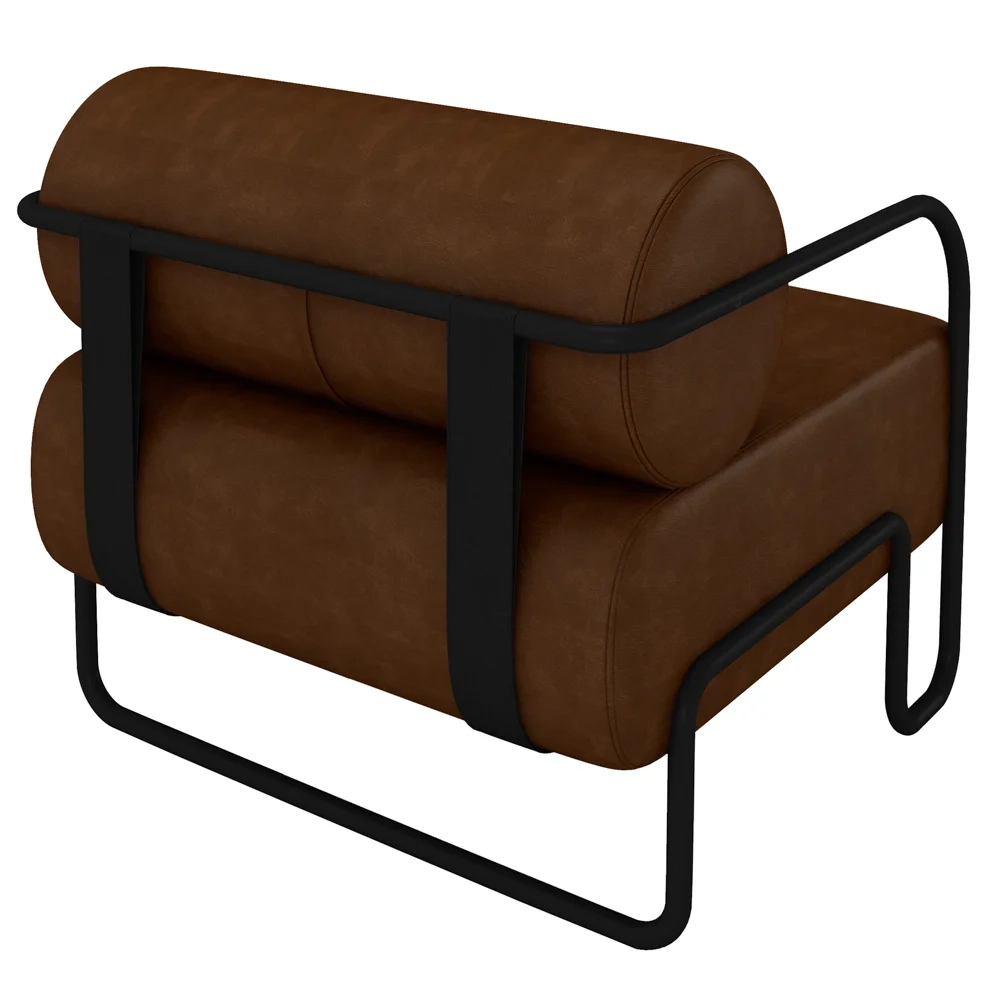 Poltrona Decorativa Industrial Kit 2 Kira Z08 Sintético Marrom Escuro - Mpozenato