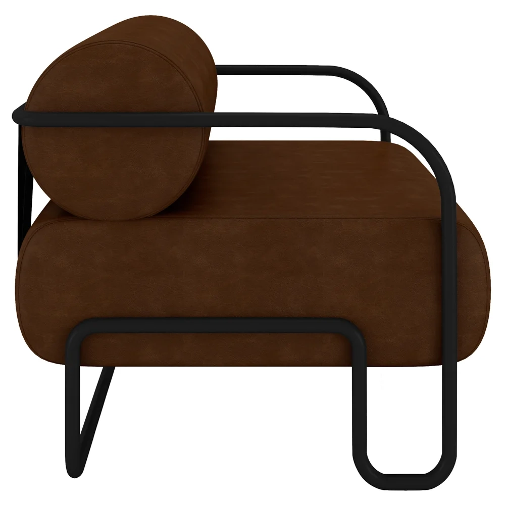 Poltrona Decorativa Industrial Kit 2 Kira Z08 Sintético Marrom Escuro - Mpozenato