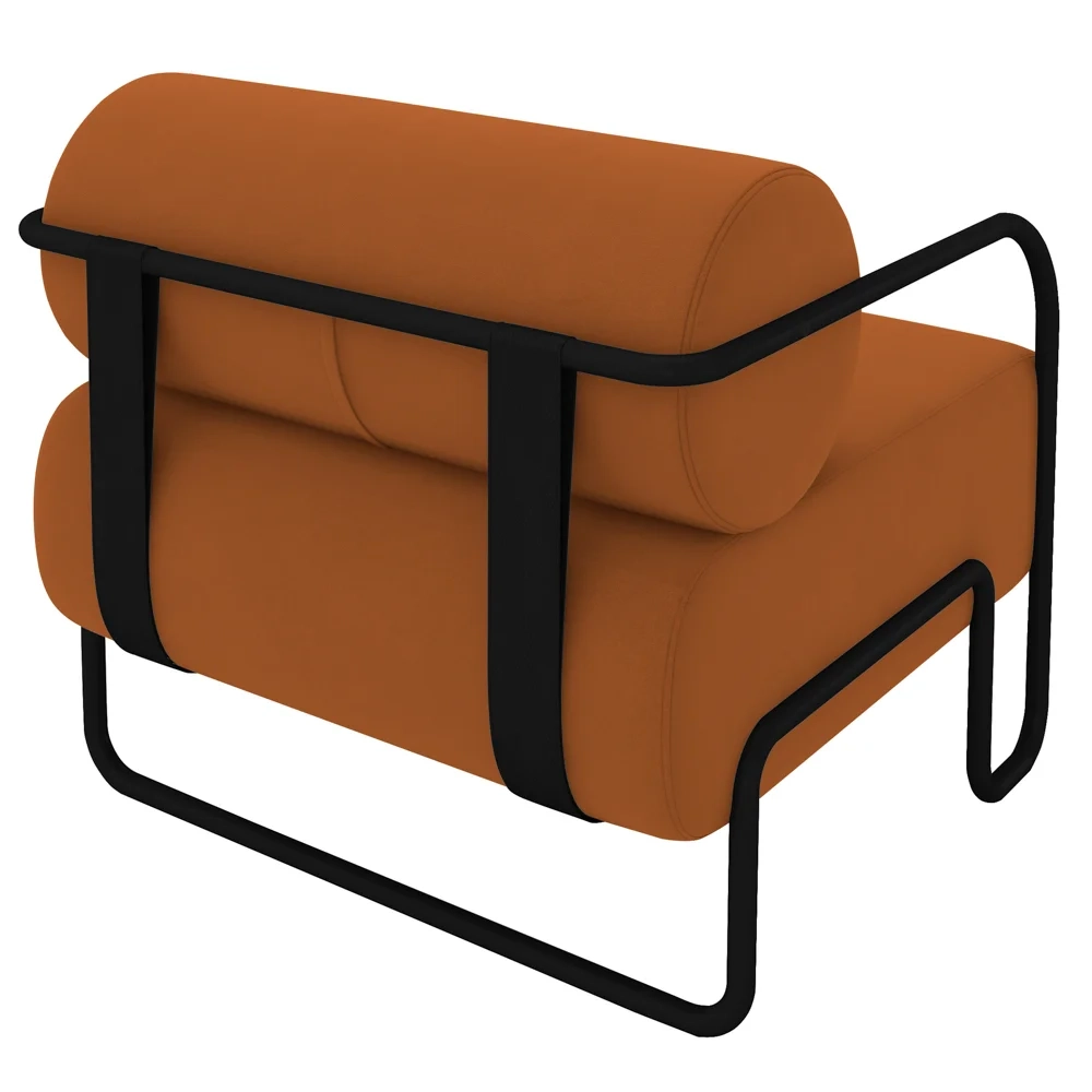 Poltrona Decorativa para Sala Industrial Kit 2 Kira Z08 Veludo Telha - Mpozenato