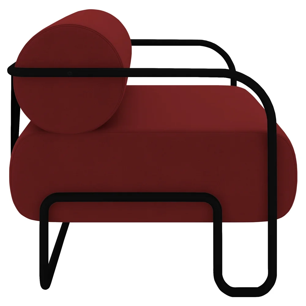 Poltrona Decorativa para Sala Industrial Kit 2 Kira Z08 Veludo Vermelho - Mpozenato