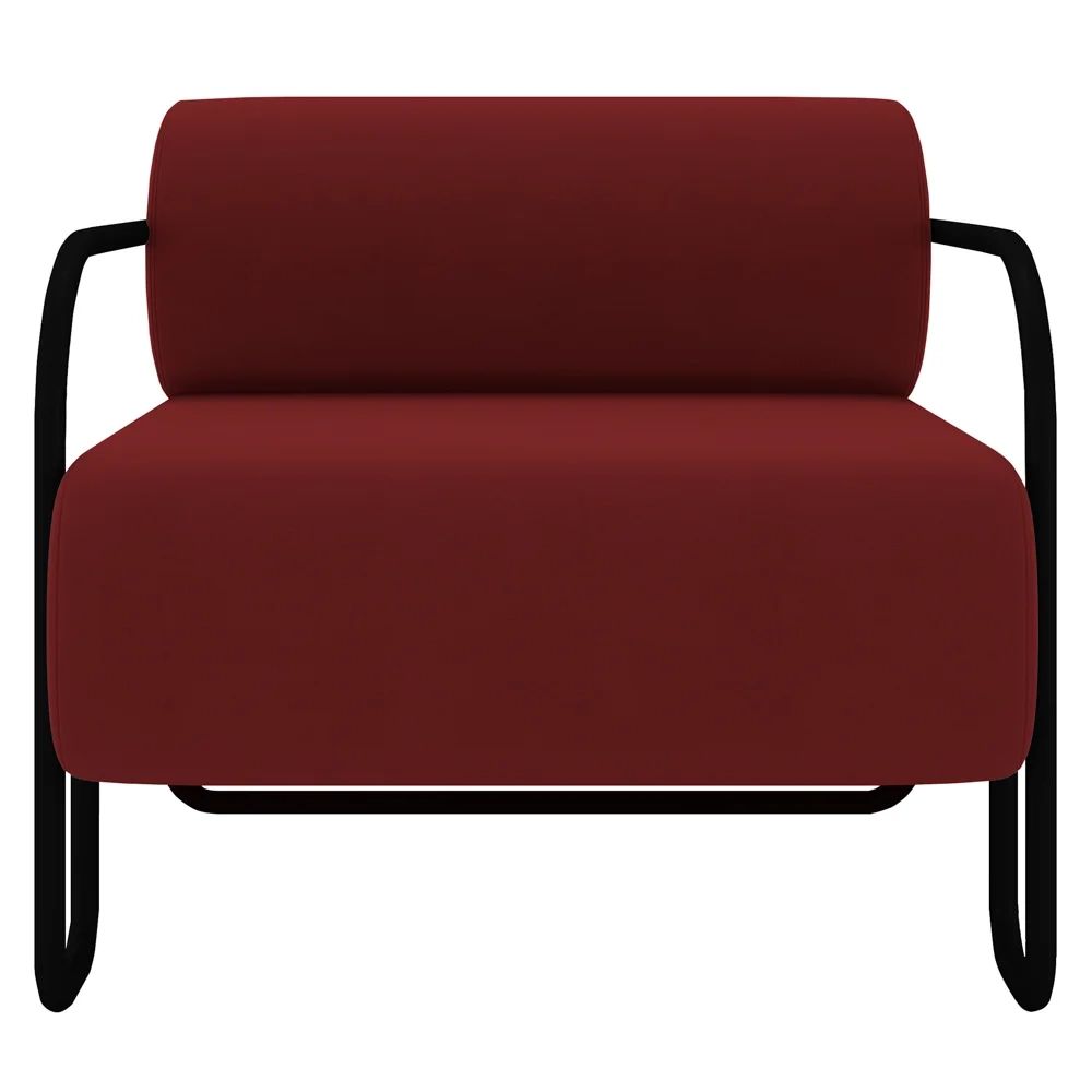 Poltrona Decorativa para Sala Industrial Kit 2 Kira Z08 Veludo Vermelho - Mpozenato