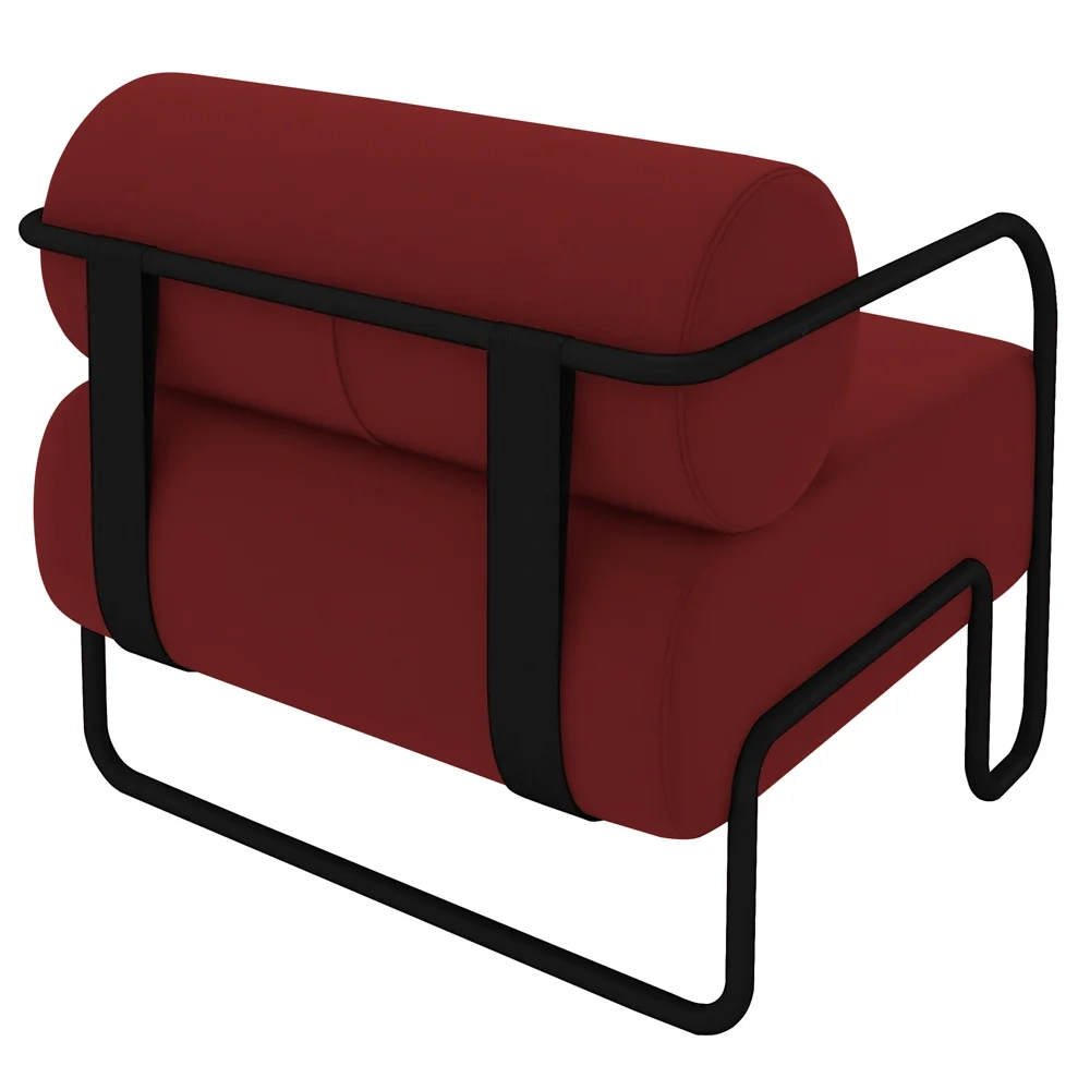 Poltrona Decorativa para Sala Industrial Kit 2 Kira Z08 Veludo Vermelho - Mpozenato