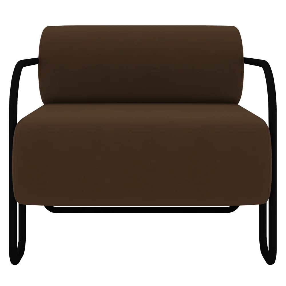 Poltrona Decorativa para Sala Industrial Kit 2 Kira Z08 Veludo Marrom - Mpozenato