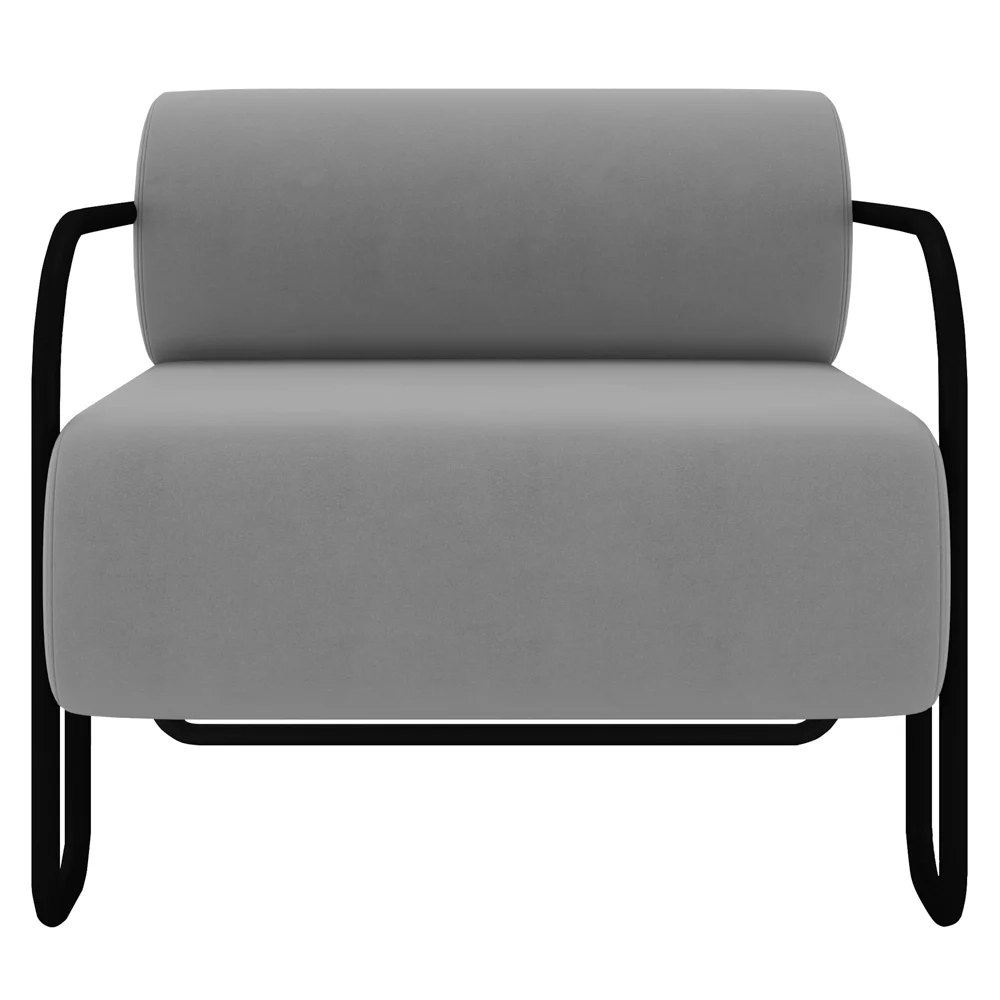 Poltrona Decorativa para Sala Industrial Kit 2 Kira Z08 Veludo Cinza - Mpozenato