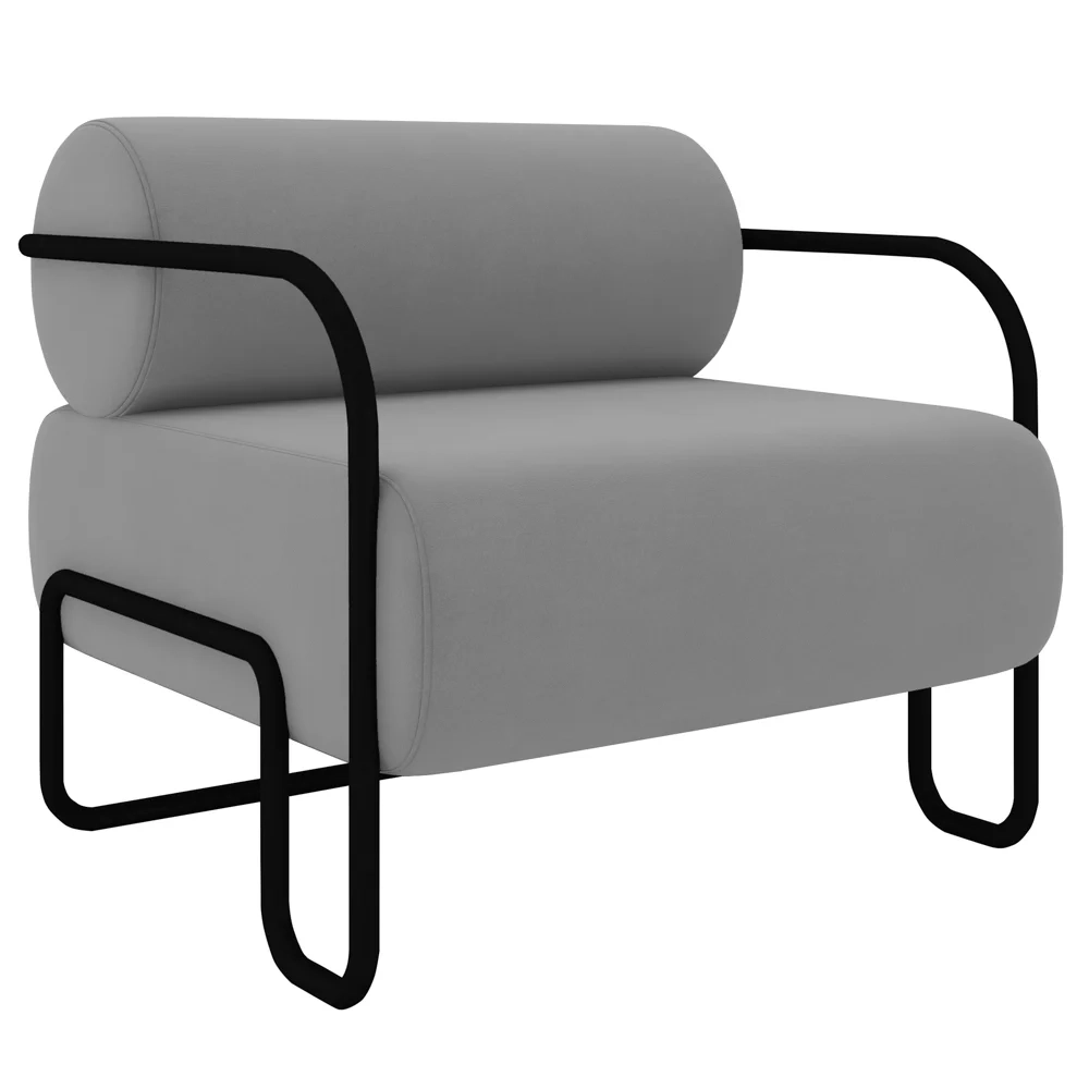 Poltrona Decorativa para Sala Industrial Kit 2 Kira Z08 Veludo Cinza - Mpozenato