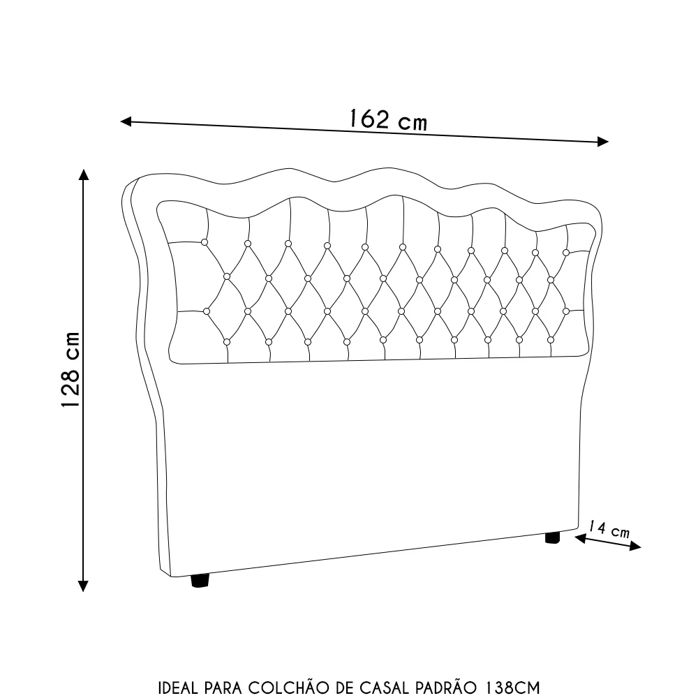 Cabeceira Casal Cama Box 140cm Oregon Z04 Veludo Bege - Mpozenato