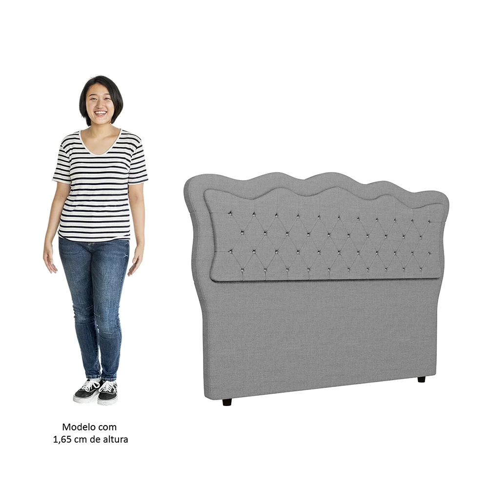 Cabeceira Casal Cama Box 140cm Oregon Z04 Linho Cinza - Mpozenato