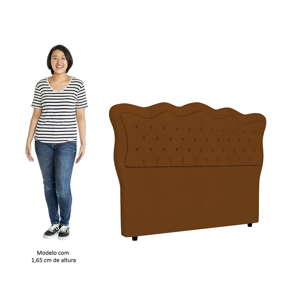 Cabeceira Casal Cama Box 140cm Oregon Z04 Veludo Terracota - Mpozenato