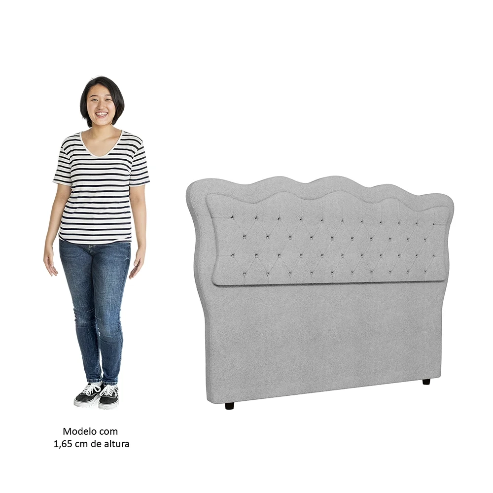 Cabeceira Casal Queen Cama Box 160cm Oregon Z04 Boucle Cinza - Mpozenato