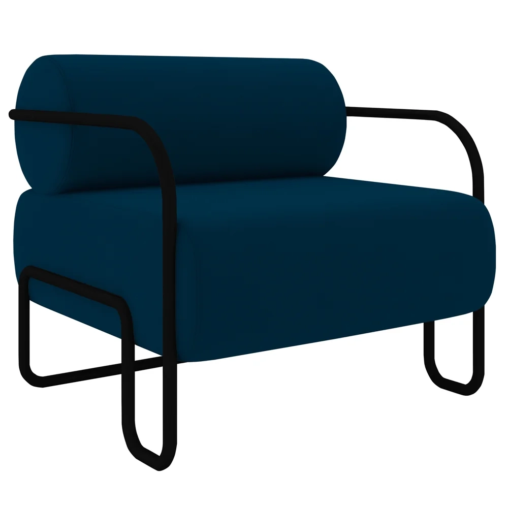 Poltrona Decorativa para Sala Industrial Kit 2 Kira Z08 Veludo Azul - Mpozenato