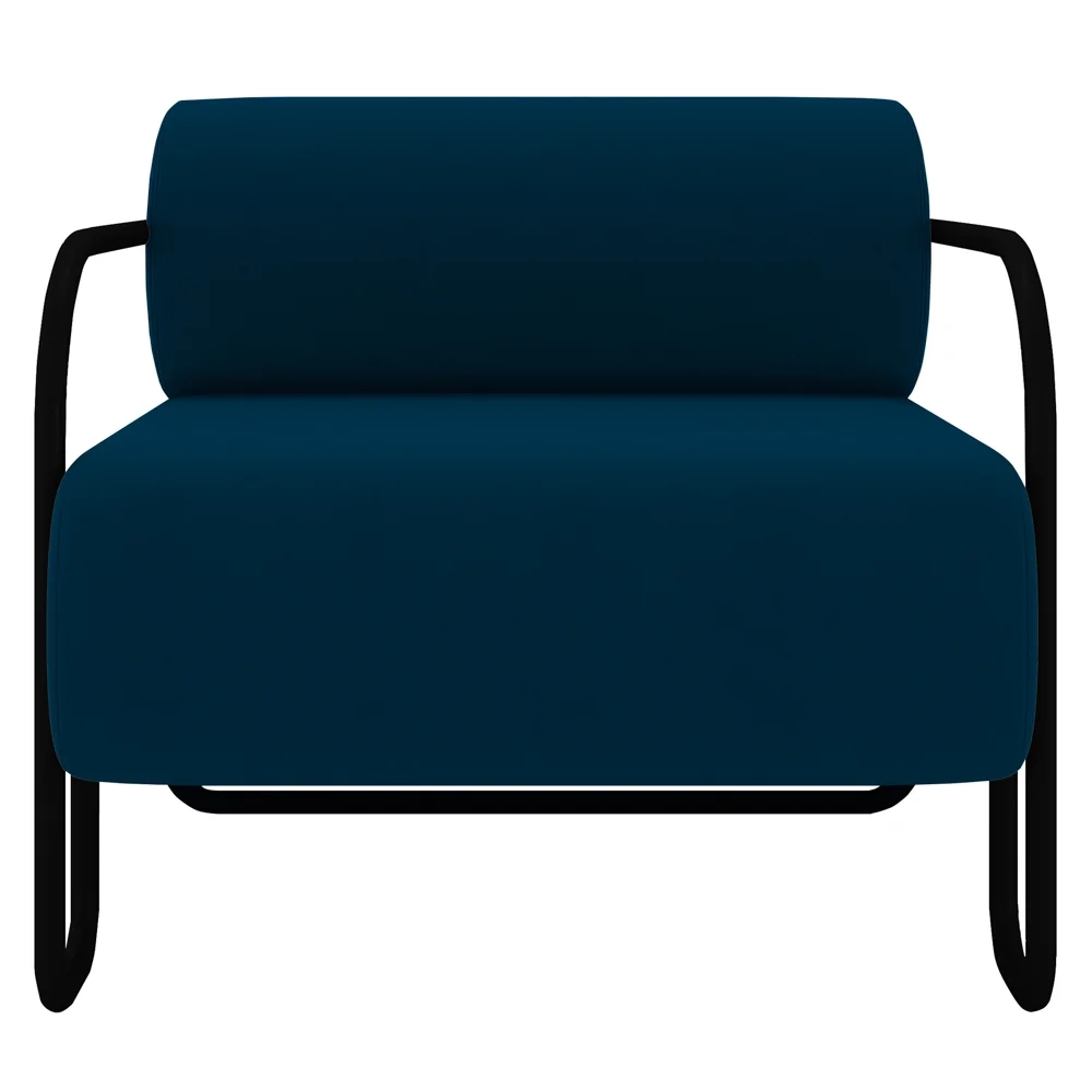 Poltrona Decorativa para Sala Industrial Kit 2 Kira Z08 Veludo Azul - Mpozenato