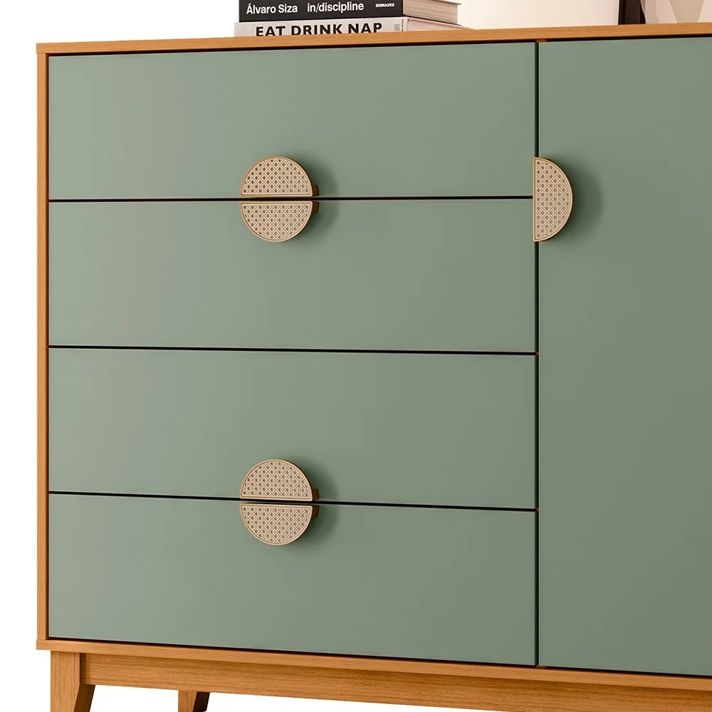 Cômoda Sapateira 1 Porta 4 Gavetas 120cm Ipê Cinamomo/Sálvia - Albatroz