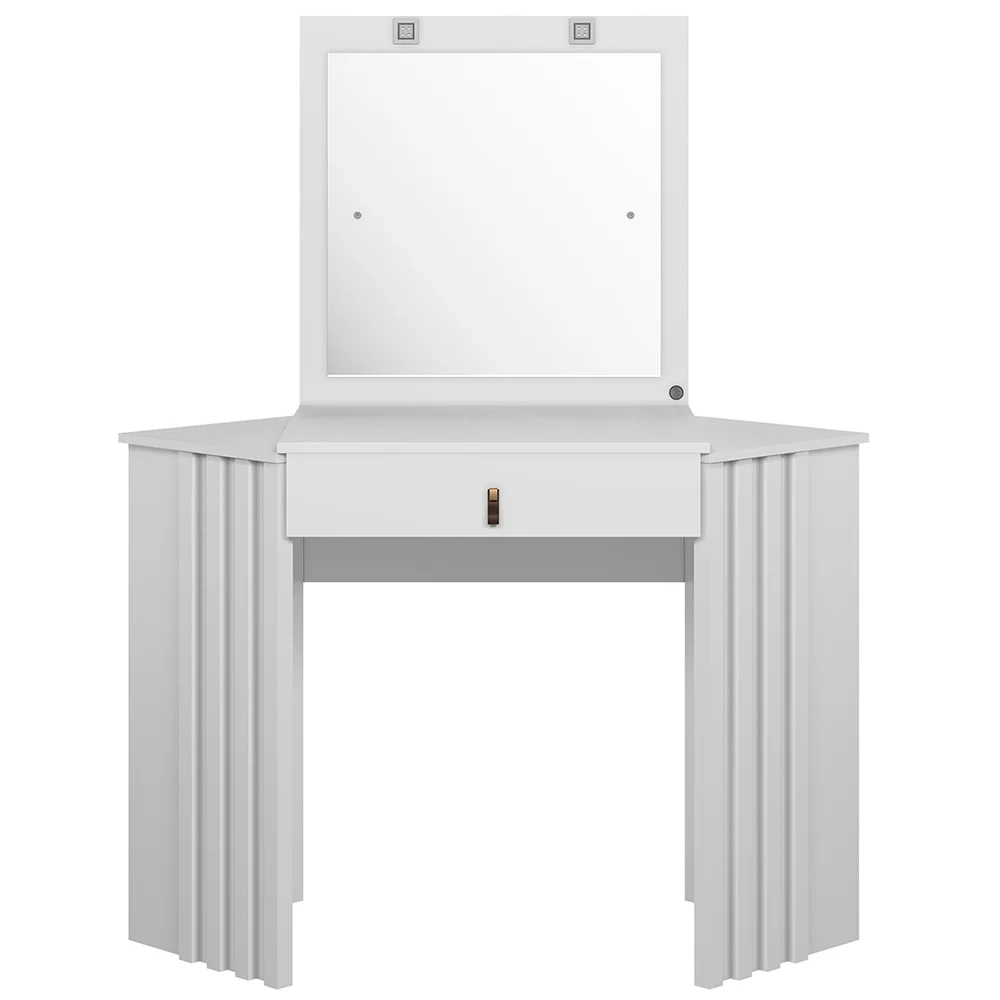 Penteadeira Camarim de Canto com Espelho 1 Gaveta Glitter Branco - Albatroz