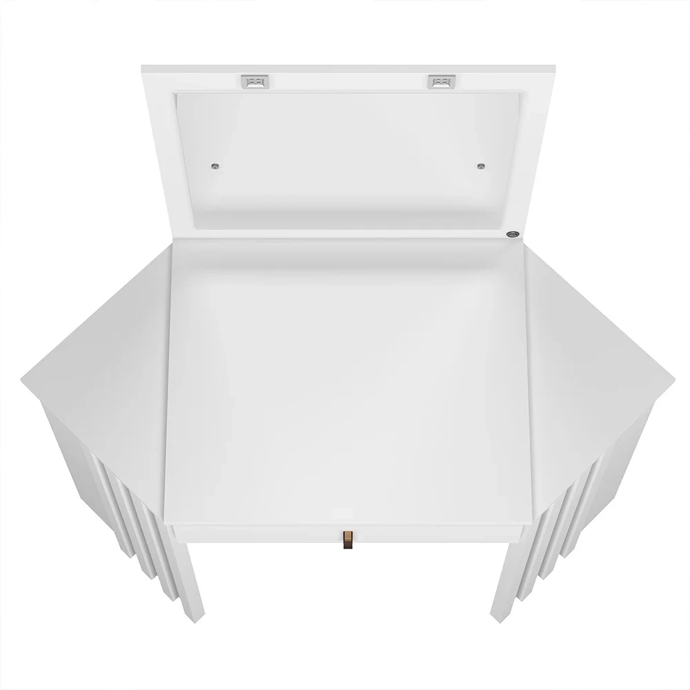 Penteadeira Camarim de Canto com Espelho 1 Gaveta Glitter Branco - Albatroz