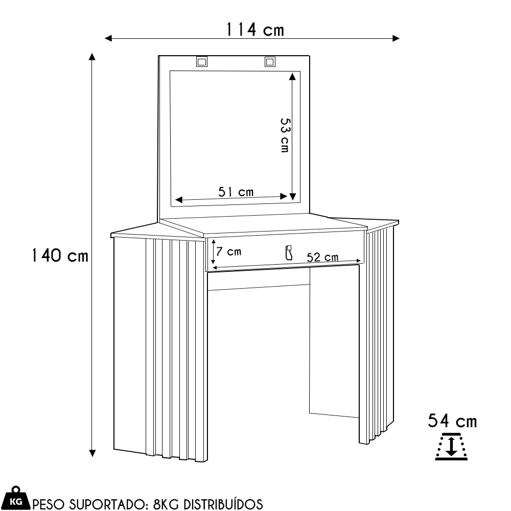 Penteadeira Camarim de Canto com Espelho 1 Gaveta Glitter Cinamomo/Off White - Albatroz