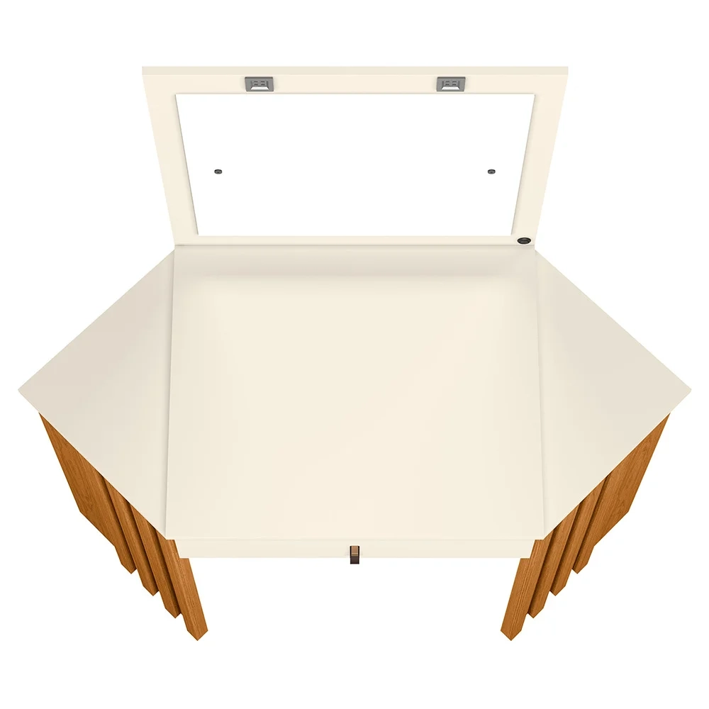 Penteadeira Camarim de Canto com Espelho 1 Gaveta Glitter Cinamomo/Off White - Albatroz