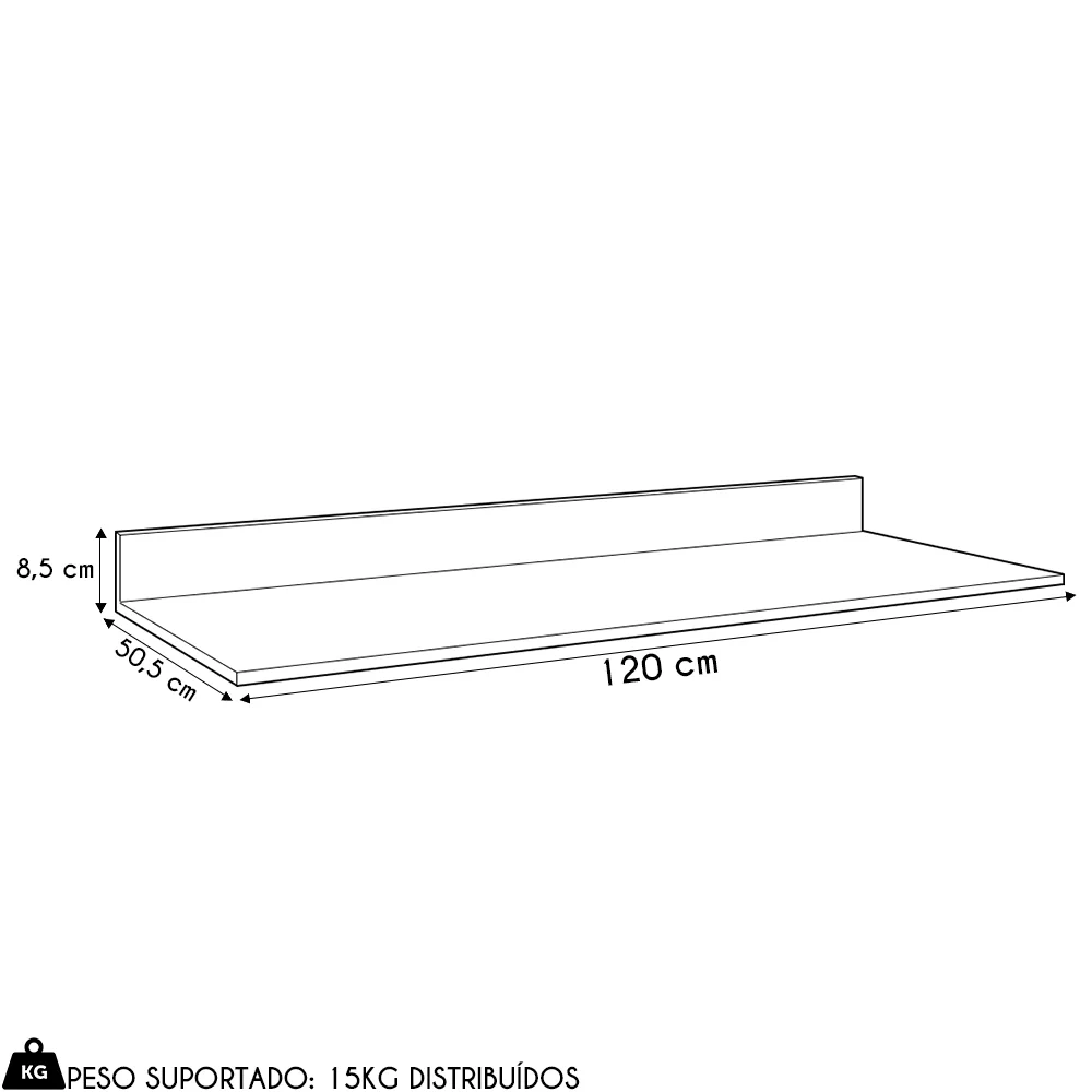 Tampo para Balcão de Cozinha 120cm MDP Cinza - Lumil 