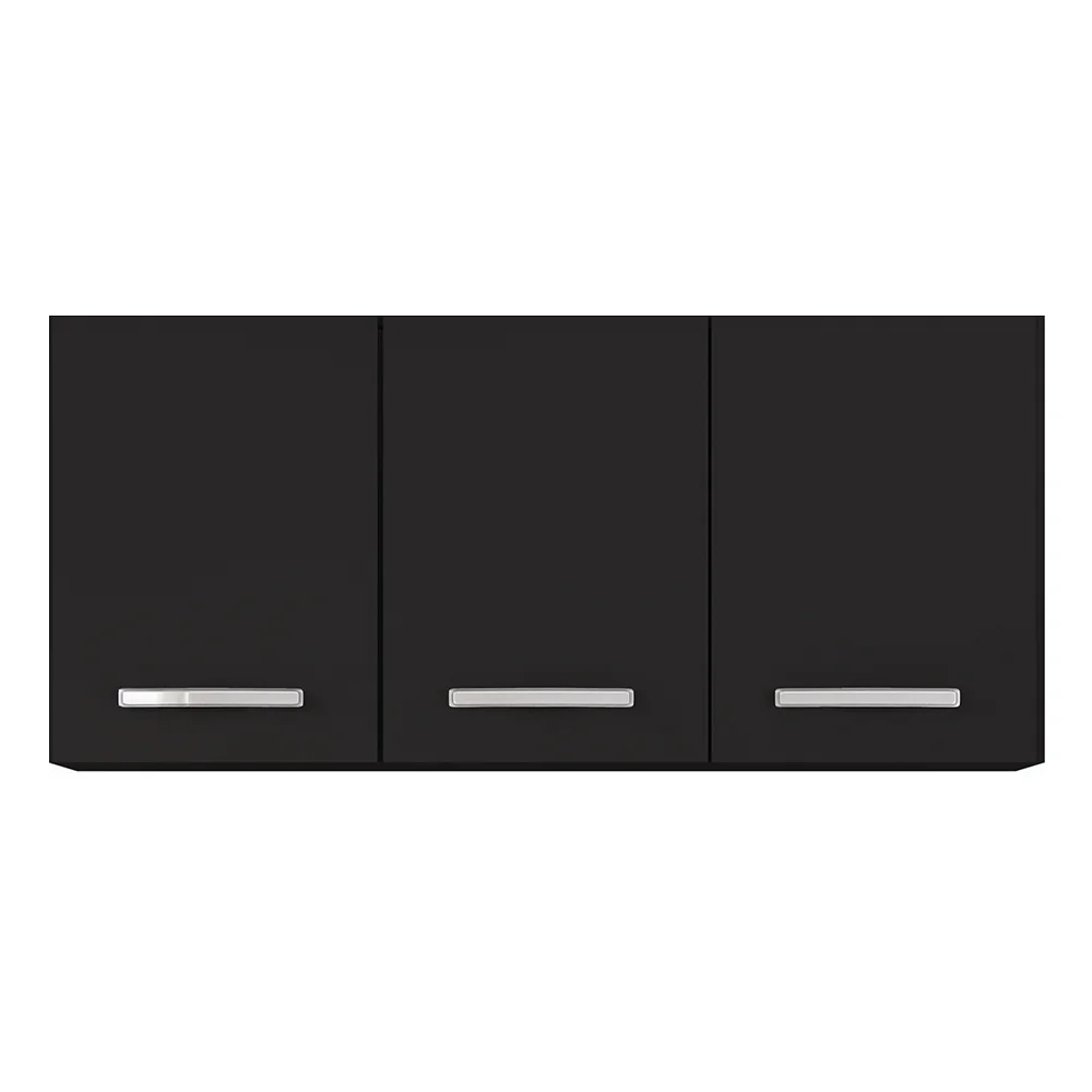 Armários de Cozinha Aéreo 3 Portas 120cm Kit 2 Honduras Preto - Lumil